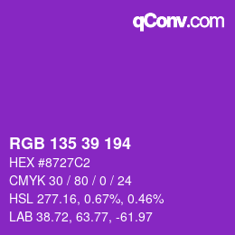 Code couleur: RGB 135 39 194 | qconv.com