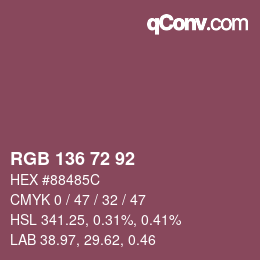 Color code: RGB 136 72 92 | qconv.com