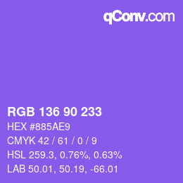 Color code: RGB 136 90 233 | qconv.com