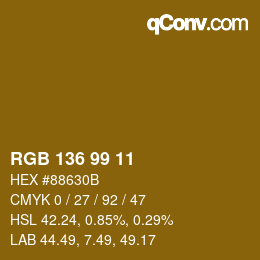 Color code: RGB 136 99 11 | qconv.com