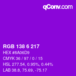 Code couleur: RGB 138 6 217 | qconv.com