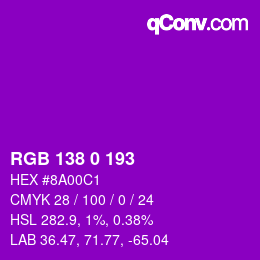 Color code: RGB 138 0 193 | qconv.com