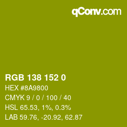 Farbcode: RGB 138 152 0 | qconv.com