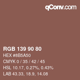 Code couleur: RGB 139 90 80 | qconv.com