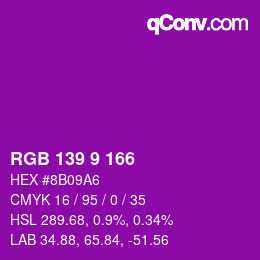 Code couleur: RGB 139 9 166 | qconv.com