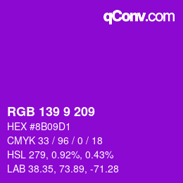 Code couleur: RGB 139 9 209 | qconv.com