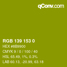 Código de color: RGB 139 153 0 | qconv.com