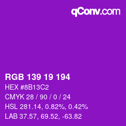 Código de color: RGB 139 19 194 | qconv.com