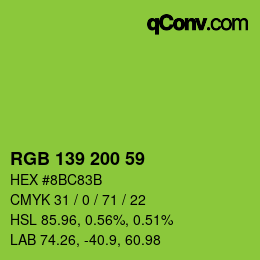 Code couleur: RGB 139 200 59 | qconv.com