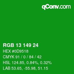 Color code: RGB 13 149 24 | qconv.com