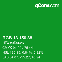 Código de color: RGB 13 150 38 | qconv.com