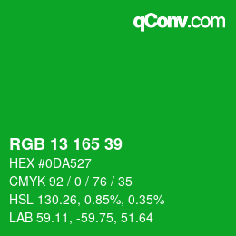 Código de color: RGB 13 165 39 | qconv.com