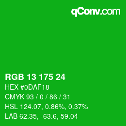 Código de color: RGB 13 175 24 | qconv.com