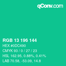 Código de color: RGB 13 196 144 | qconv.com