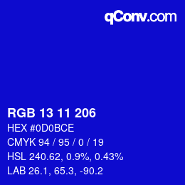 Código de color: RGB 13 11 206 | qconv.com