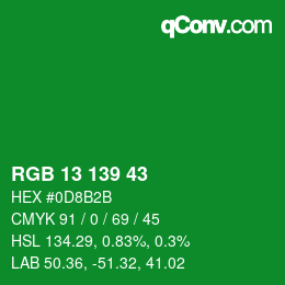 Color code: RGB 13 139 43 | qconv.com