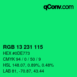 Farbcode: RGB 13 231 115 | qconv.com