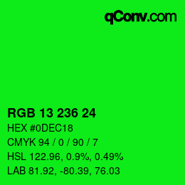 Color code: RGB 13 236 24 | qconv.com