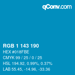 カラーコード: RGB 1 143 190 | qconv.com