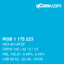 Código de color: RGB 1 175 223 | qconv.com