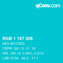 Color code: RGB 1 197 208 | qconv.com