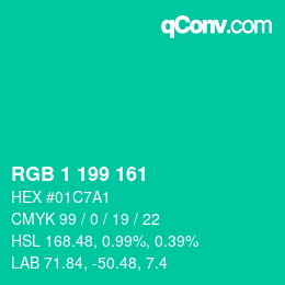 Code couleur: RGB 1 199 161 | qconv.com