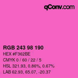 Color code: RGB 243 98 190 | qconv.com