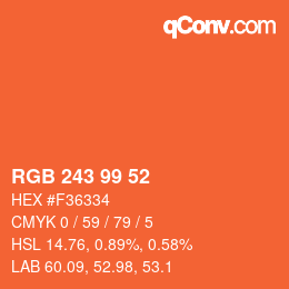 Código de color: RGB 243 99 52 | qconv.com