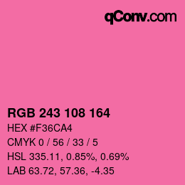 Color code: RGB 243 108 164 | qconv.com