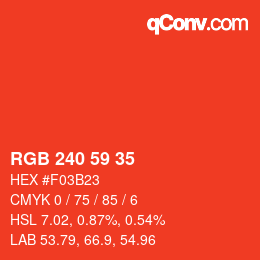 Código de color: RGB 240 59 35 | qconv.com