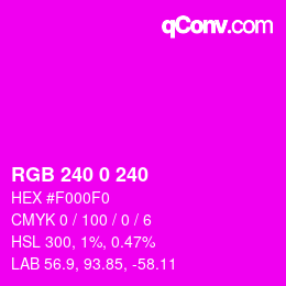 Code couleur: RGB 240 0 240 | qconv.com