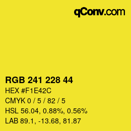 Color code: RGB 241 228 44 | qconv.com