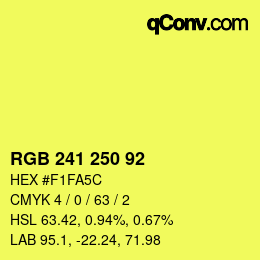 Color code: RGB 241 250 92 | qconv.com