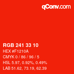 Color code: RGB 241 33 10 | qconv.com