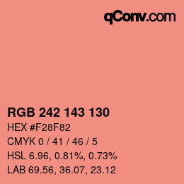 Color code: RGB 242 143 130 | qconv.com