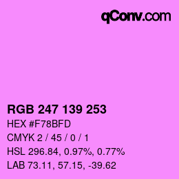 Code couleur: RGB 247 139 253 | qconv.com