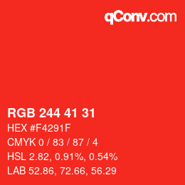 Color code: RGB 244 41 31 | qconv.com