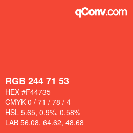 カラーコード: RGB 244 71 53 | qconv.com