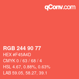 Código de color: RGB 244 90 77 | qconv.com