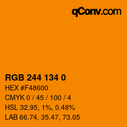 Color code: RGB 244 134 0 | qconv.com