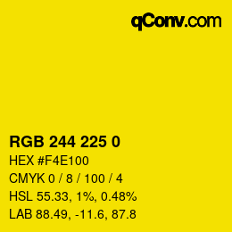 Code couleur: RGB 244 225 0 | qconv.com