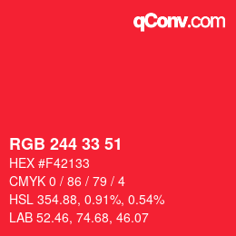 Color code: RGB 244 33 51 | qconv.com