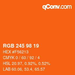 Code couleur: RGB 245 98 19 | qconv.com