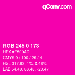 Farbcode: RGB 245 0 173 | qconv.com