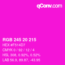 Code couleur: RGB 245 20 215 | qconv.com