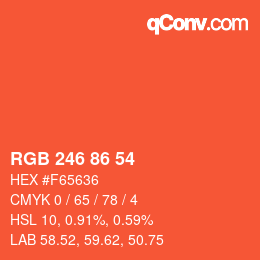 Color code: RGB 246 86 54 | qconv.com