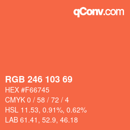 Farbcode: RGB 246 103 69 | qconv.com