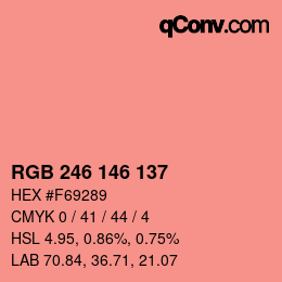 Código de color: RGB 246 146 137 | qconv.com