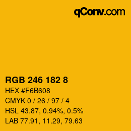 Color code: RGB 246 182 8 | qconv.com