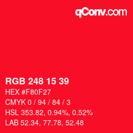 Código de color: RGB 248 15 39 | qconv.com